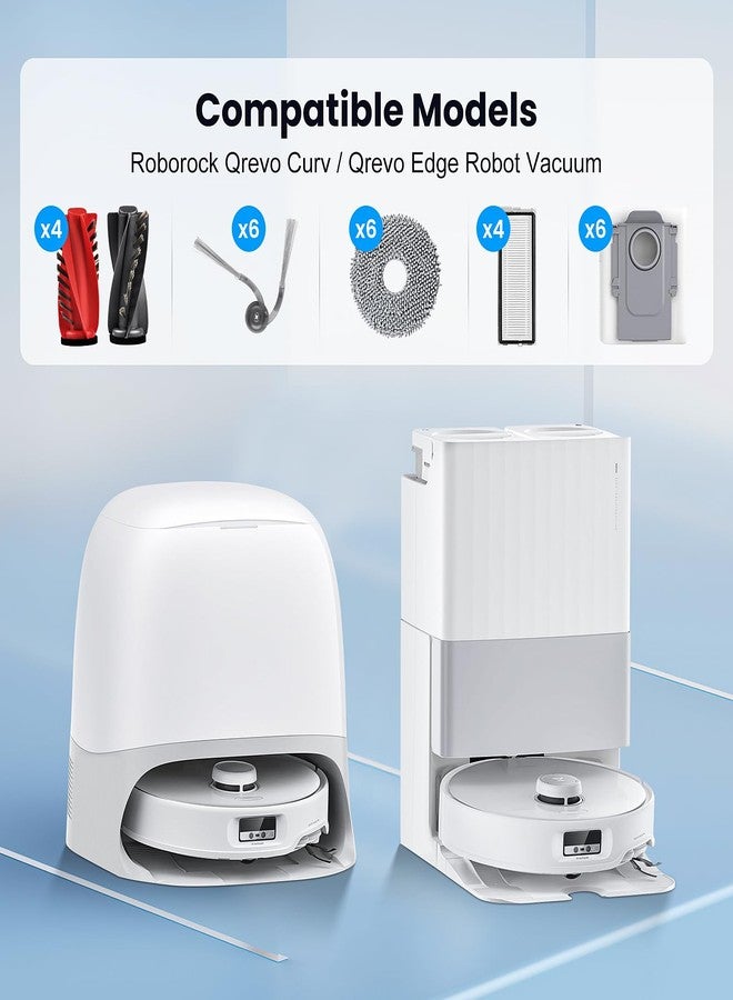 AnDongo 28 Pack Replacement Accessories for Roborock Qrevo Curv/Curv S5X/Qrevo Edge/Edge S5A/Qrevo S5V Robot Vacuum, 2 Pairs Mainbrush 4 Filter 6 Dust Bags 6 Mop Pad 6 Sidebrush 1 Cleaning Brush 1 Screwdriver - Image 2